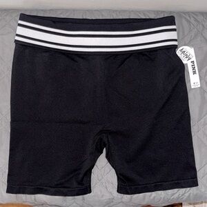 NWT PINK Victoria’s Secret Flip It Seamless Foldover Bike‎ Shorts Black Med